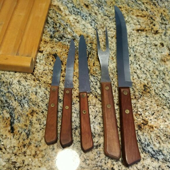Forgecraft Olde Forge Wooden Knife set Made in the USA Set Of 5 Knives - Picture 4 of 10